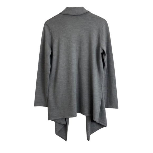 Lord & Taylor Extra Fine Merino Wool Open Draped Cardigan Light Grey Petite PL - Picture 8 of 8